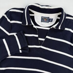 American Living Women M Long Sleeve Top Pullover Navy White Stripes Cotton Shirt